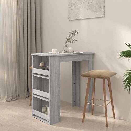 Miniatura 4 de Gray Sonoma Bar Table Counter Height Engineered Wood with Storage Shelves Modern Rectangular Design for Kitchen Dining Room or Small Space