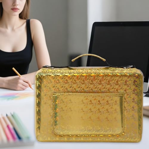 Image of Large Capacity Colored Pencil Case - 500 Individual Slots PU leather with Zipper Closure Portable Organizer for Watercolor Pencils Ideal for Artists(Yellow)