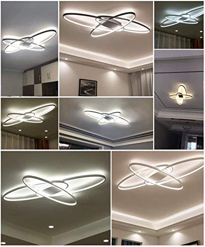 Plafonnier LED salon dimmable avec télécommande lustre ovale moderne - 3