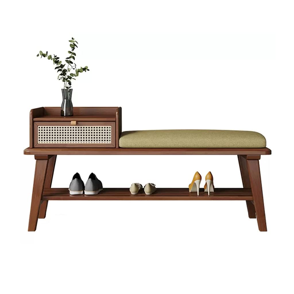 Aioneer Footstool For Front Door Entrance Solid Wood Shoe Changing Stool Simple Shoe Rack For Household Entry Padded Shoe Stool Shoe Cabinet Outdoor Bench Shoe Bench,A Small-B-S