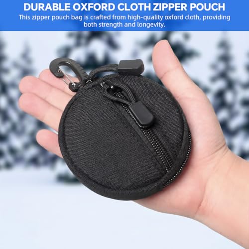 Image of ZIBUYU Outdoor Portable Coin Bag Small Zipper Pouch with Carabiner, Double Layer Oxford Cloth Anti-Theft Small Essentials Storage Bag for Keys, Cash, Earbuds, Backpack