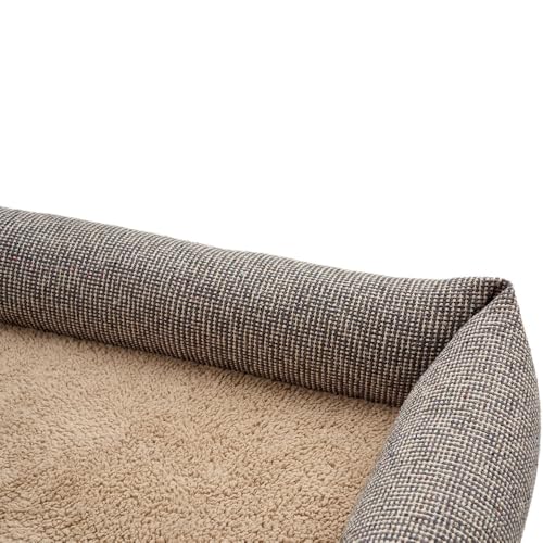 HUNTER Orthopädisches/Ergonomisches Hundesofa TROSA, orthopädisch mit Memoryschaum, recycelte Materialien, Strukturstoff & Teddyplüsch, Bezug abnehmbar, Farbe: beige, Größe: L