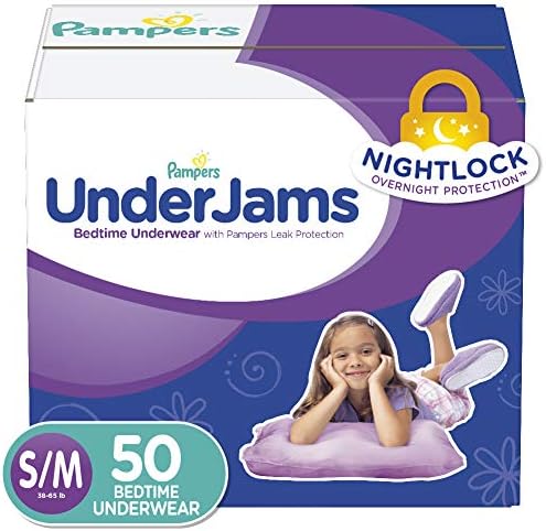 Pampers UnderJams Disposable Bedtime Underwear for Girls, Size S/M, 50 Count, Super Pack Pampers UnderJams Disposable Bedtime Underwear for Girls, Size S/M, 50 Count, Super Pack