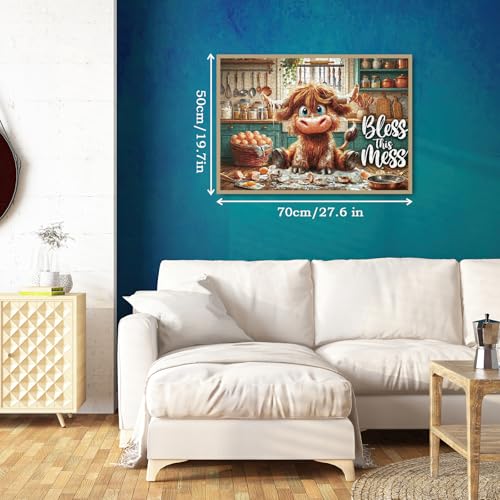 Highland Cow Kitchen Puzzles for Adults 1000 Pieces, Cute Animal Art Jigsaw Puzzles, Fun Cow Puzzles miniatura 5