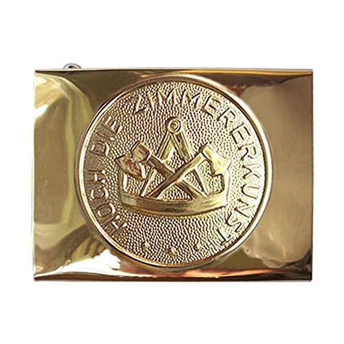 Gravurmanufaktur Berlin Zimmerer Handwerk & Zunft Koppelschloss - versch. Ausführungen/Embleme, Schloss golden / Emblem golden, Fuer-45mm-breite-Koppelguertel