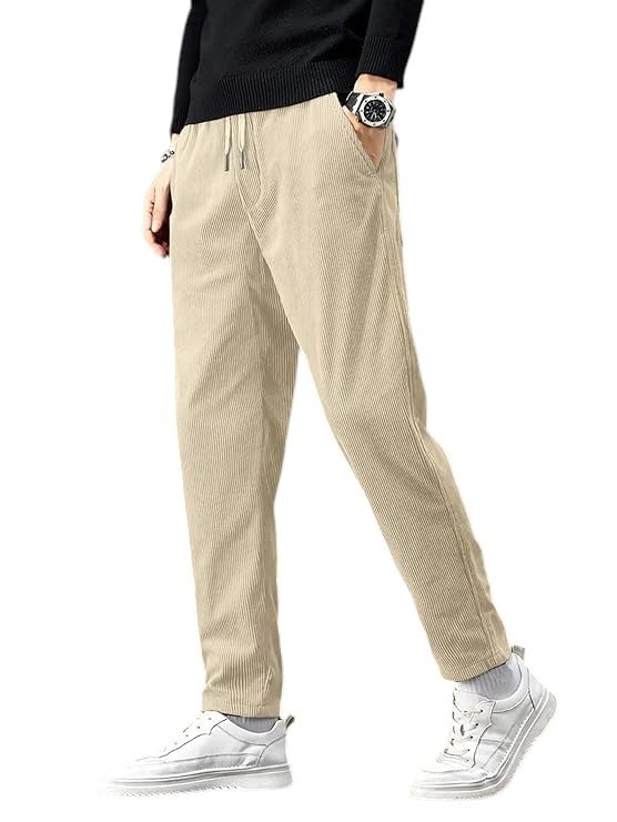 Image of NoseQueen Men's Corduroy Relaxed Fit Stretchable & Comfortable Sweatpant Trousers Pant
