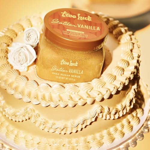 Tree Hut Golden Vanilla Shea Sugar Scrub, Exfoliating, Hydrating & Moisturizing Body Scrub with Shea Butter & Natural Oils, Smooth & Soften Skin, Polishing Exfoliant for Radiant Skin, 18 oz - 6