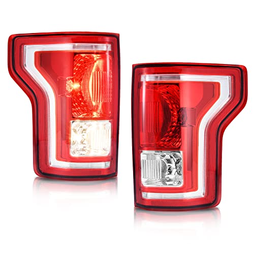 DWVO Tail Lights Assembly Compatible with 15-17 2015 2016 2017 Ford F-150 15 16 17 Tail Lamps (Red Clear Replacement Assembly Sold in Pairs)