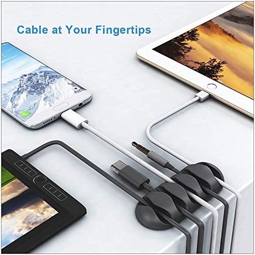 Image of Volo Cable Clips, Cable Organizer, Cord Management, Wire Management System,10 Pieces, Self Adhesive for Your Wires, Charging and Mouse Cord (Color: Black)