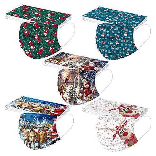 10/20/50 Stück Erwachsenen Weihnachten MundSchutz Einweghülle Bandana, Halstuch Atmungsaktiv Outdoor Anti-Staub Weihnachts Motiv Druck