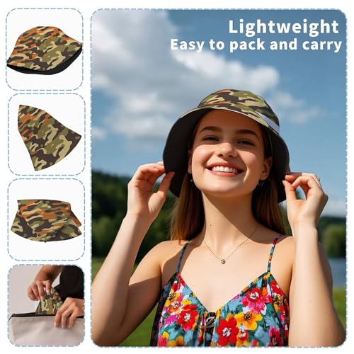 Image of Cool Bucket Hat Beach Sun Hat Beach Fishing Hat for Men Women Teens, Reversible Double-Side-Wear