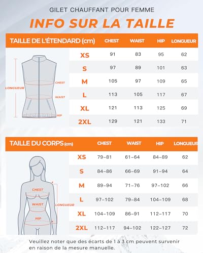 GOTOBI Gilet Chauffant Femme avec Batterie Incluse 7,4V 16000mAh,9 Zones de Chauffage Veste Femme,4 en 1 Interrupteur Intelligent,3 températures este chauffante légère pour femme,Noir,M – vue 6