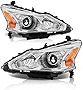 ALZIRIA Headlight Assembly Compatible with 2013 - 2015 Nissan Altima-Only fit 4Door (Chrome Housing Amber Reflector)