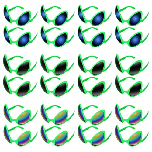 Bencailor Alien Glasses with Lenses Funny Alien Sunglasses Bulk for Cosplay Costume Accessories Carnival Mardi Gras Party Favor(Green 12 Pack)
