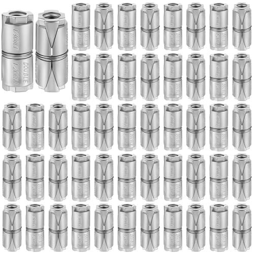 LEIFIDE 50 Pcs 1/4x1-1/4 Outer Diameter1/2 Double Expansion Anchor, Zinc Plated Double Expansion