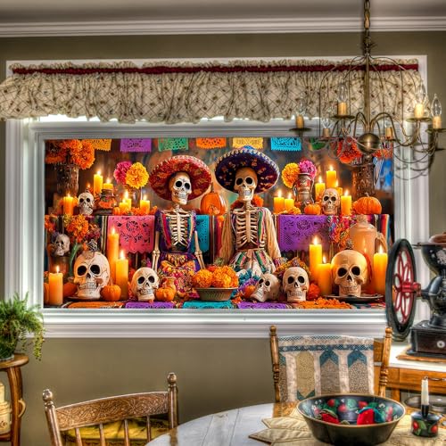 Vinilo Decorativo HOMETITUTE Día de Muertos 39.3 x 17.7 pulgadas miniatura 1