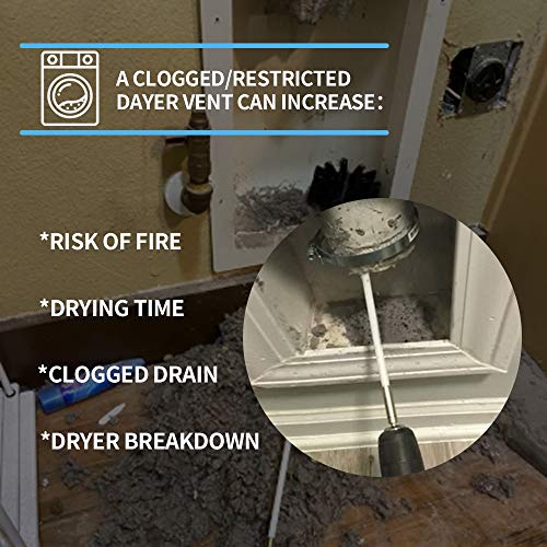 Morinoli 48 Feet Dryer Vent Cleaning Kit, Chrome Button Locking System, Lint Removes, Dryer Vent Cleaning System, Dryer Vent Cleaner Kit Vacuum Attachment With Vacuum Adapter, Dryer Adapter #TOP6