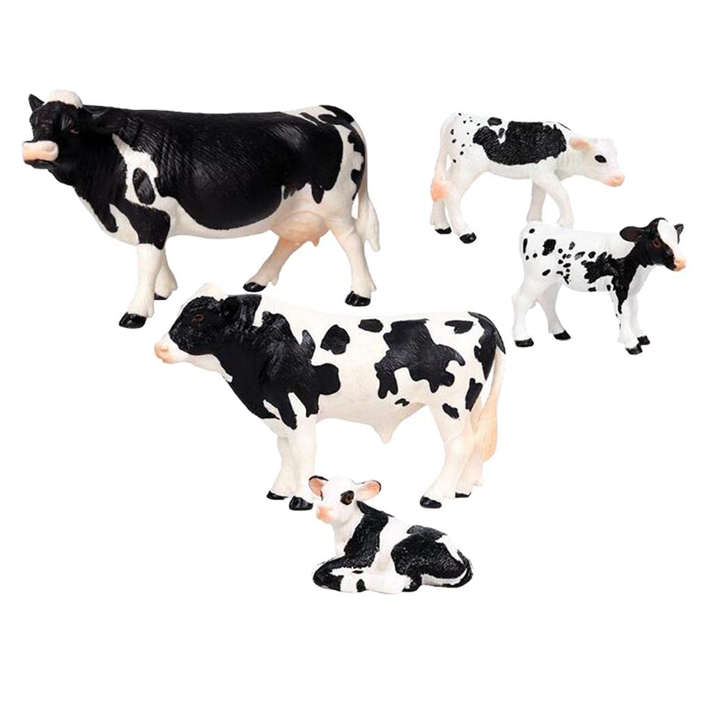 Amazon.co.jp: 5 個のプラスチックミニ教育農場の動物のおもちゃの牛の