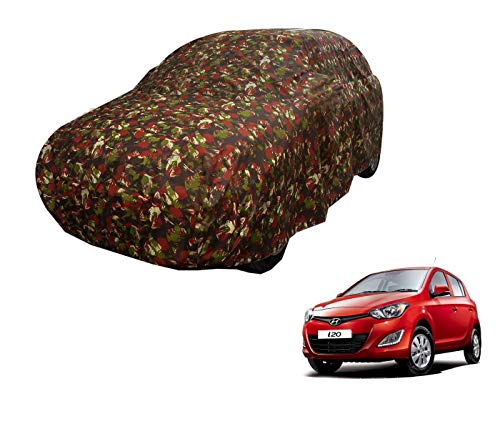 Image of Auto Hub Car Cover Compatible with Hyundai I20 (Model : 2008-2019) with Weather Proof, Triple Stitched, I20 Car Cover Jungle Look
