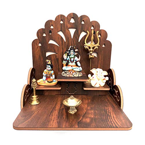 7CR Wooden Wall Mounted Temple for Home | Handcrafted Pooja Mandi...