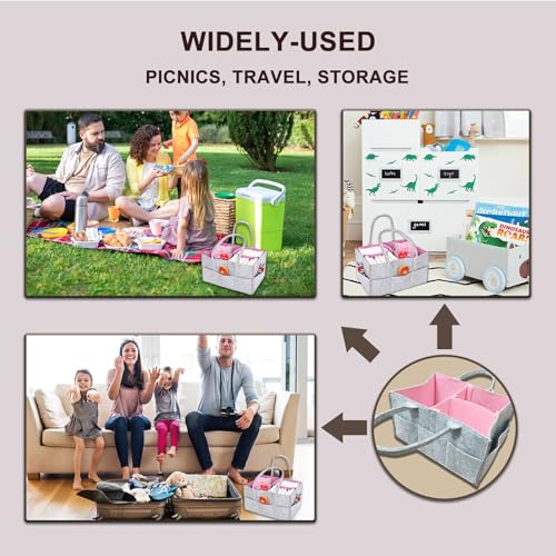 Image of Baby Diaper Caddy is a versatile baby basket designed for nursery storage, car organization, and as a thoughtful gift for baby showers. It is perfect for storing diapers and baby wipes.