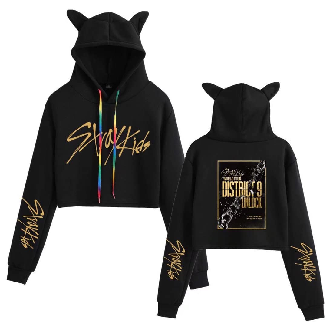 Kpop Stray Kids Hoodie Cat Ear Sweaters for Womens Felix Hyunjin Bangchan Hoodie Sweatshirt