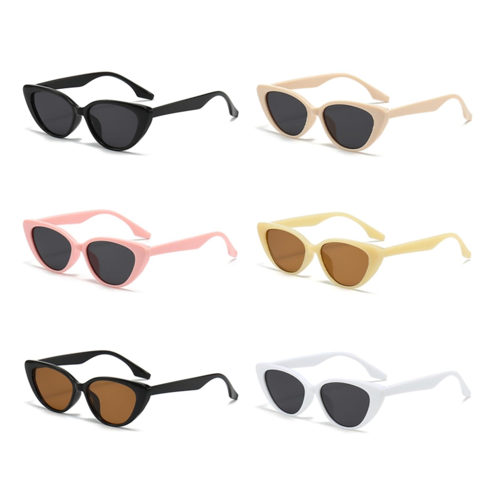 Occhiali da Sole 6 PCS Set Piccoli di Occhio Gatto per Le Donne Uv400 Multi-Color Fashion Pack, Outdoor Casual Daily Wear Accessory-6pcs-as Picture