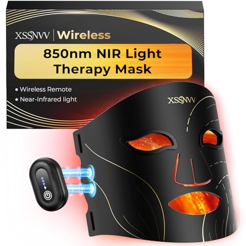 Red Light Therapy for Face, Cordless LED Face Mask with 4 Light Modes (NIR 850nm, Red 630nm, Blue,...