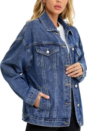 Muundim Jean Jacket for Women, Oversize Trendy Denim Jacket, Wome...