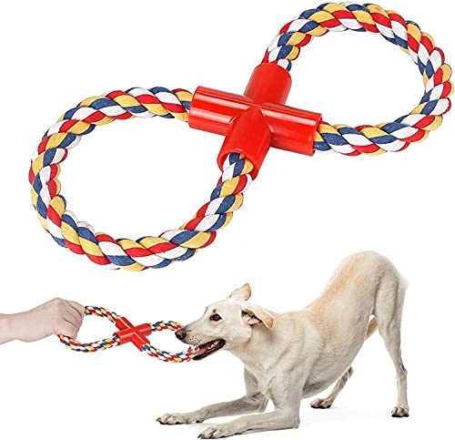 Image of Cotton Chew Dog Rope Toy, Double Ring Dog Chew Tug Toy, Medium, Multicolor
