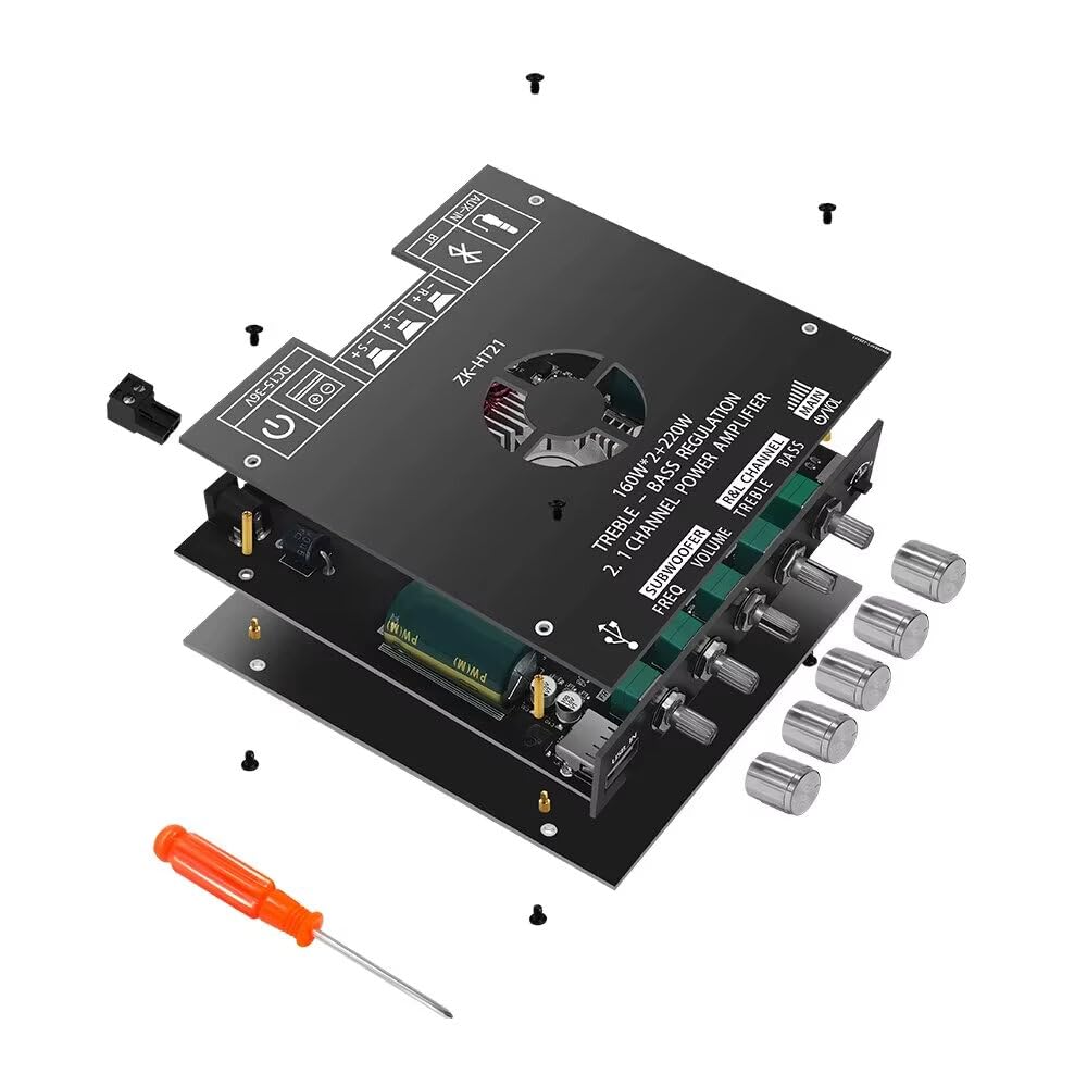 VIDOO ZK-HT21 TDA7498E 2.1-Kanałowy Bluetooth 5.0 Moduł Wzmacniacza Mocy 160Wx2+220W Subwoofer Dźwięk HD Wejście USB System Samochodowy