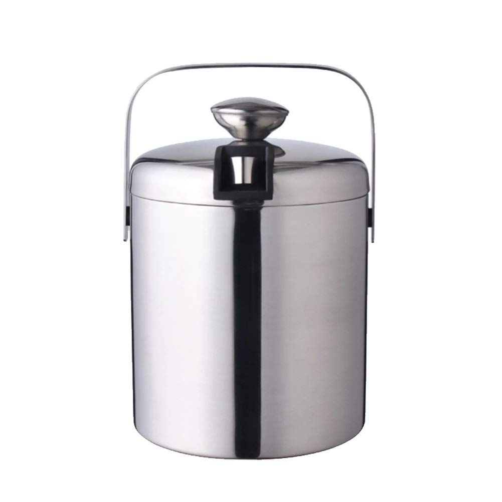 Recipiente de Acero Inoxidable de 1300 ml, Cubo de Hielo de Doble Pared, Recipiente para Hielo con Tapa de Pinzas, Abrazadera, Barra de Aislamiento térmico, Herramientas