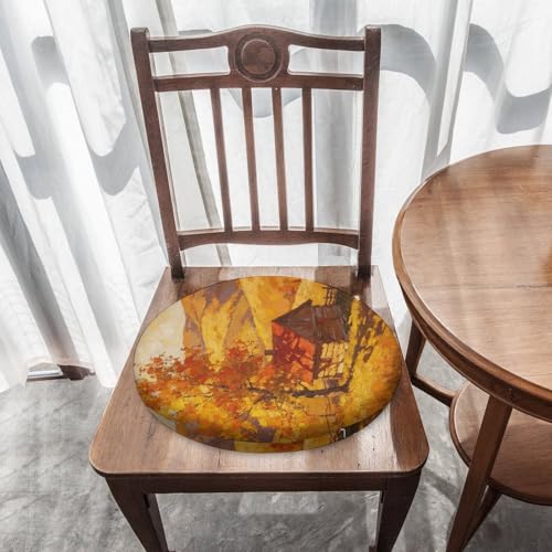 Cojín de asiento redondo acolchado para silla de cocina y suelo con funda lavable 8