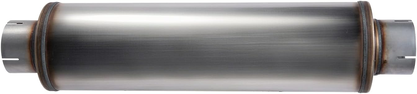 Exhaust Muffler Universal Stainless Steel Muffler Tip Straight-Through Performance for Cars Trucks, 5" Inlet/Outlet, Overall Length 30", 7" Body Diameter