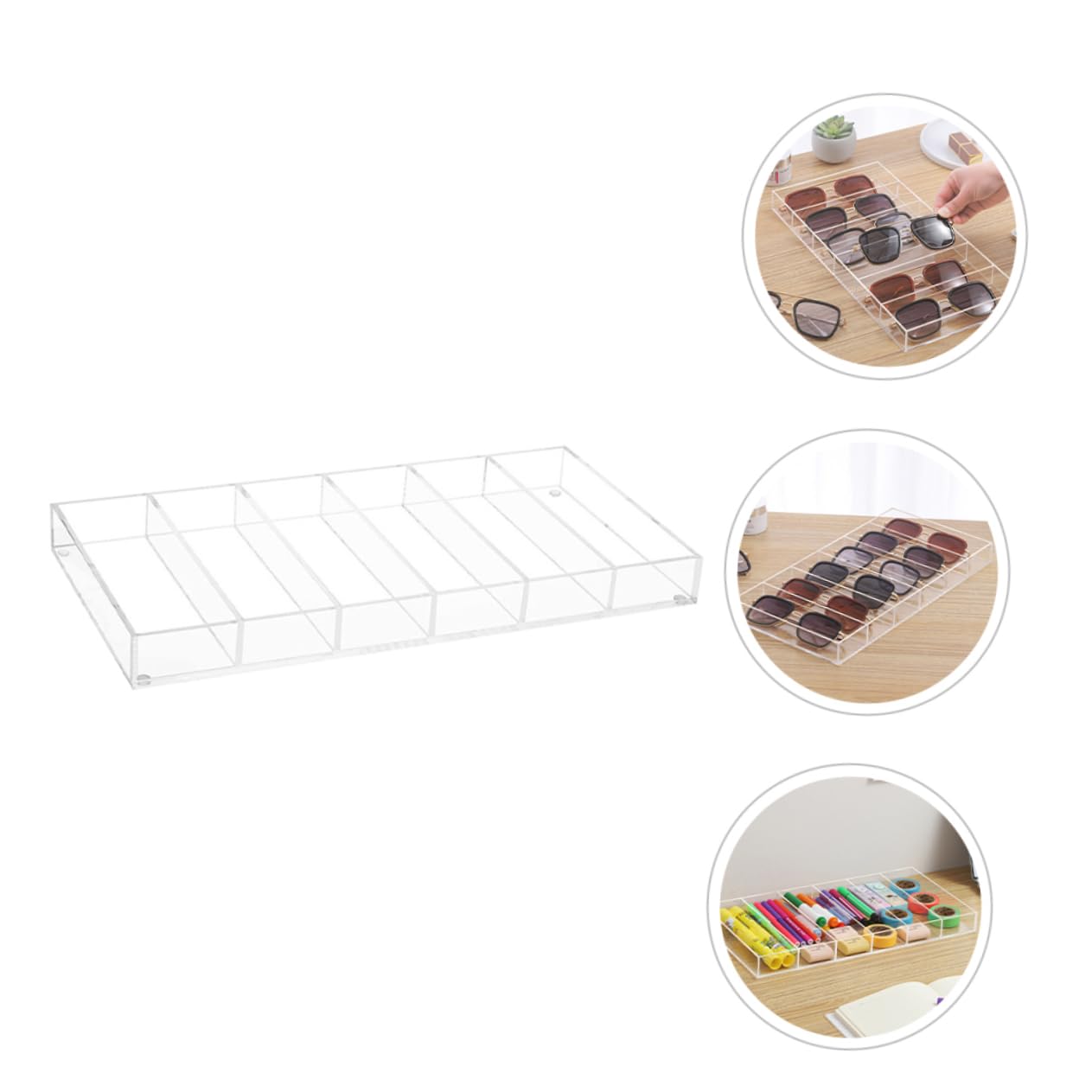 CHILDWEET 6grilles Boîte De Rangement Pour Lunettes De Soleil Transparent Avec Compartiments Support Affichage Multifonctionnel Pour Lunettes Et Accessoires Pour Magasins Et Usage