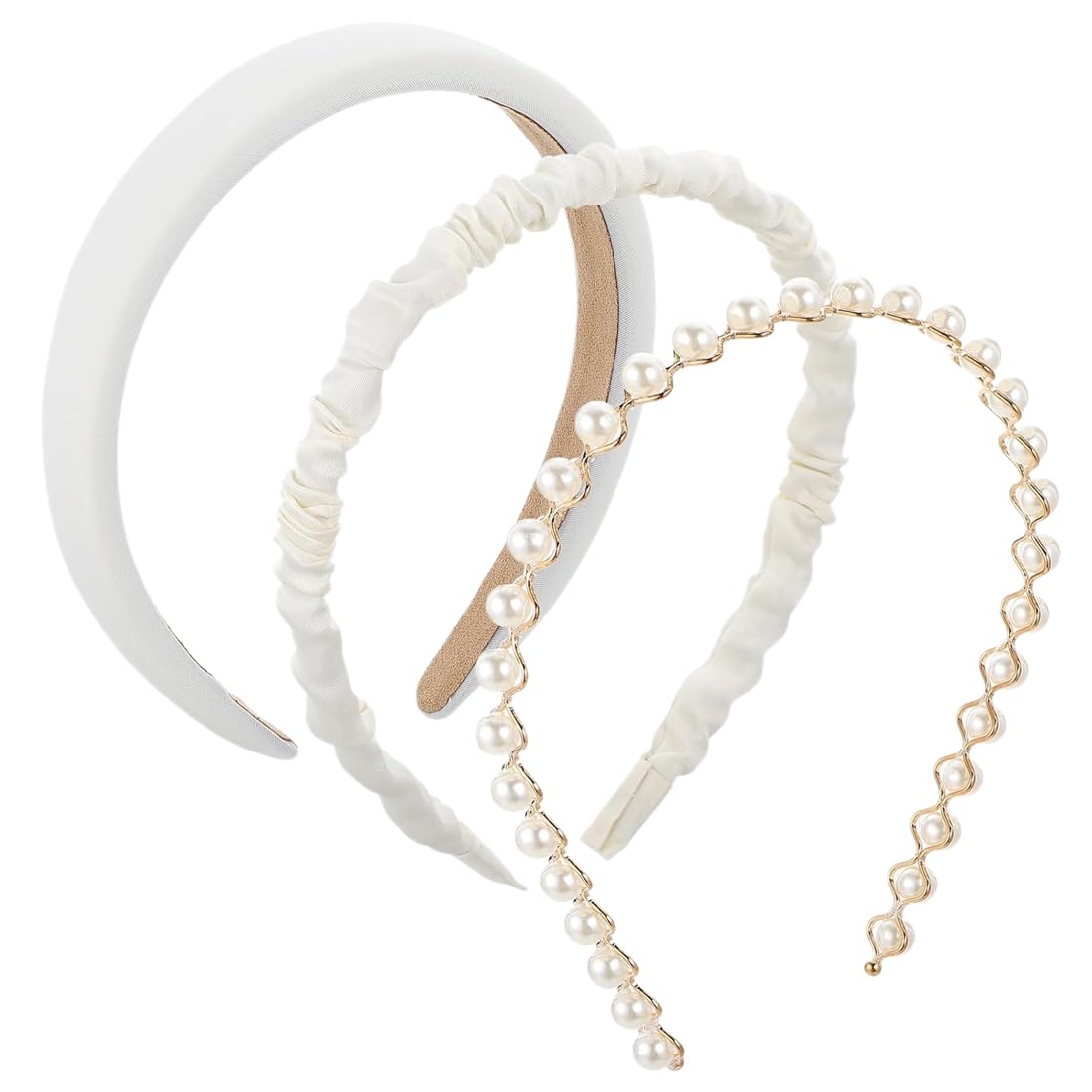 Set di 7 cerchietti per capelli da donna, in velluto, con perline
