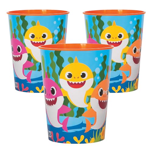 Fun Express Baby Shark Reusable Plastic Cups Bulk 12 Ct