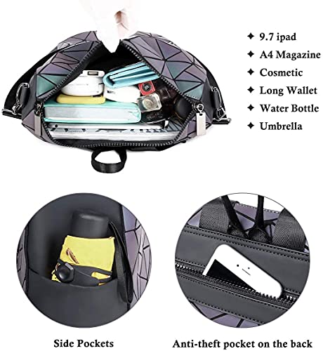 Chic Boutique De Mode Geometric Luminous Purses Handbags Holographic Crossbody Shoulder Bag (Backpack 3) #TOP5