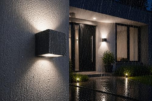 Lámpara de pared LED exterior Up Down antracita IP54 moderna cuadrada 4000 K 850 lm Marea lámpara exterior casa balcón