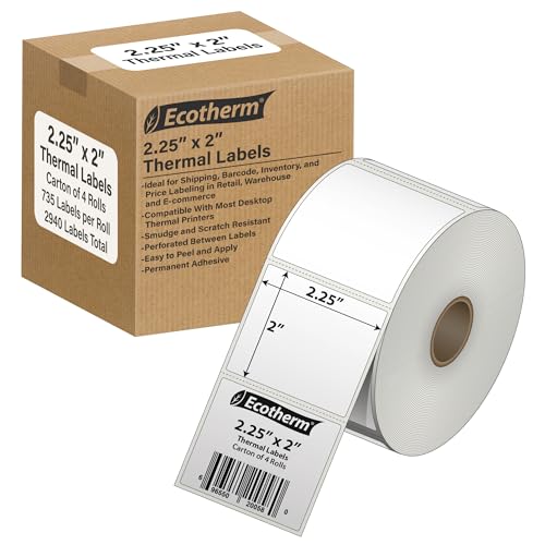 Ecotherm 2.25�C���` x 2�C���` ���M���x�� | 4���[�� | 2940���x�� | �[�u���AMunbyn�ARollo�AGodex�AArkscan�AiDPRT�AOffnova�T�[�}�����x���v�����^�[�ȂǂɃt�B�b�g | ���n�z���C�g�S���X�e�b�J�[