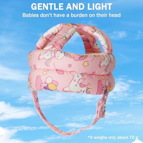 Image of Baby Head Protector Baby Helmet for Crawling Walking, No Bumps Safety Head Adjustable Protective Cap for Walking, Playing (Unicorn)
