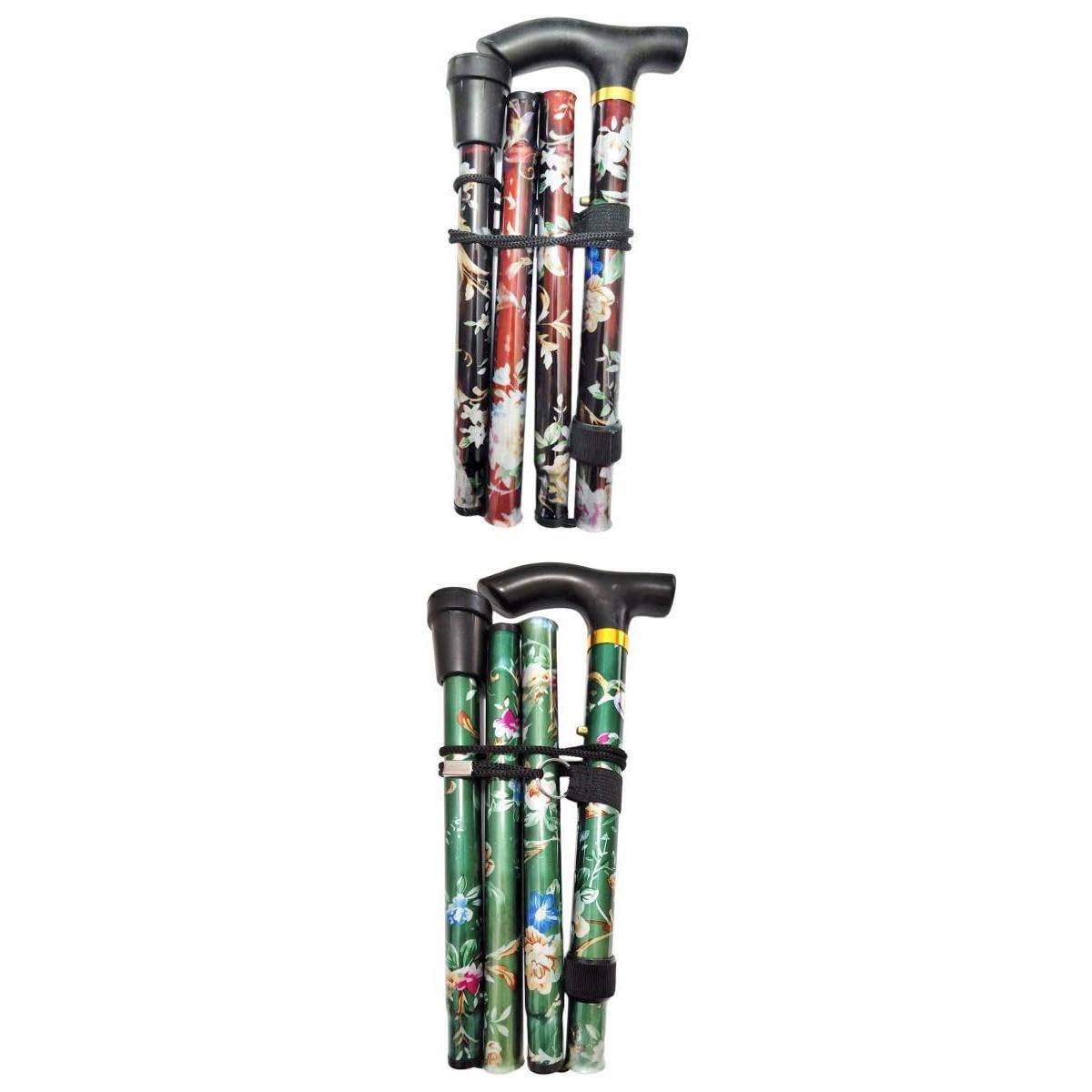 CALANDIS™ Foldable Cane Adjustable 5-Section Hand Walking Stick Pole; | Walking & Trekking Sticks | Hiking Gear | & Hiking | Outdoor Sports-image-0