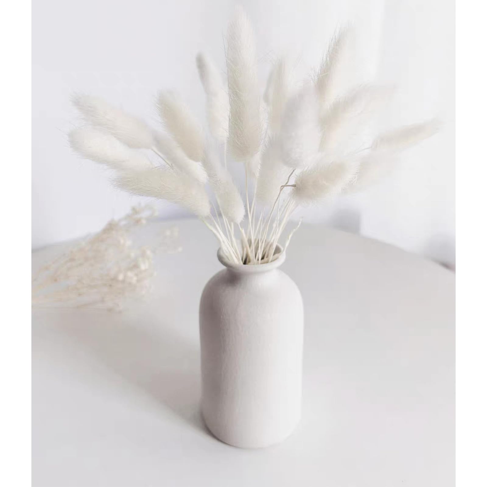 Lot de 120 fleurs séchées à l'herbe de la pampa pour vase, fleurs séchées pour haleine de bébé, décoration de mariage, fleurs sèches pour vase (blanc 60 pièces + 60 noirs)
