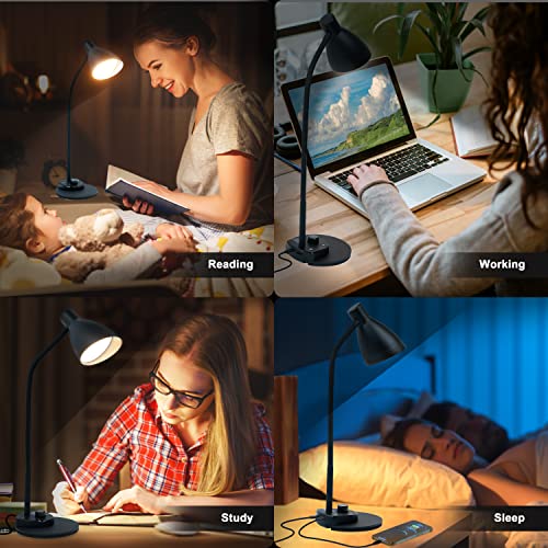 Lifmira Desk Lamp With Usb Charging Port 3 Color Modes 3000K-5500K Smart Light Induction Auto-Dimming Eye Care Reading Light Flexible Gooseneck Desk Lamps For Home Office Ac Adapter Included #TOP6