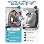 JefDiee Inflatable Travel Pillow, Airplane Neck Pillow Comfortably Supports Head and Chin for Airplanes, Trains, Cars Office Napping on The Tray Table (Grey) - Image 4