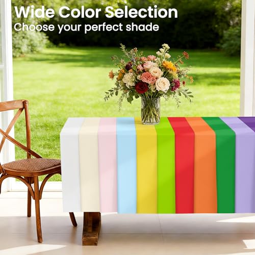 Image of LANLISA 4 Pack Red Tablecloth Plastic, 54 x 108 Inch Rectangle Table Cloth Disposable, Valentines Day, Christmas Decorations Tablecloths, Party Plastic Cover