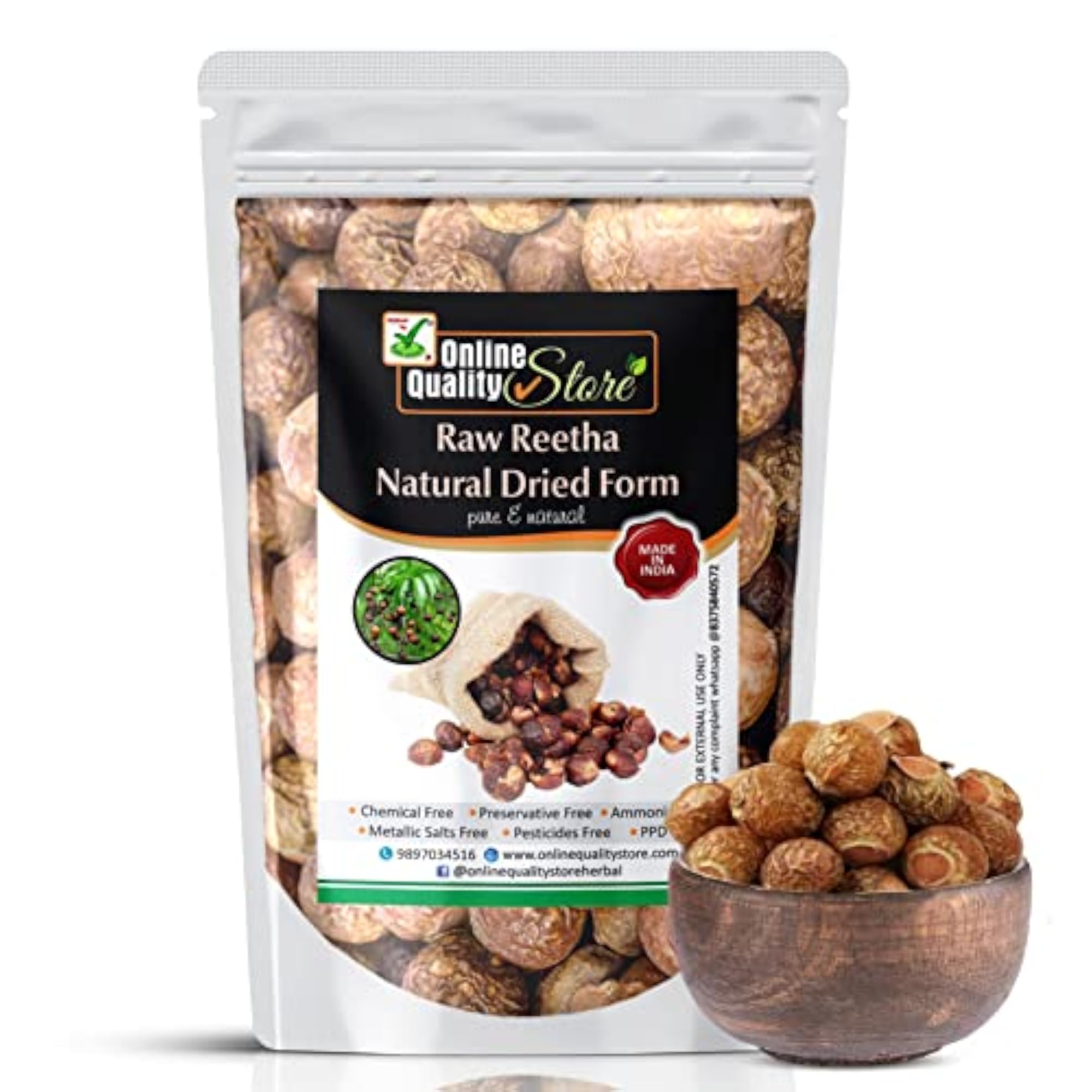 Store Raw Reetha Nuts for Hair Growth, 200g