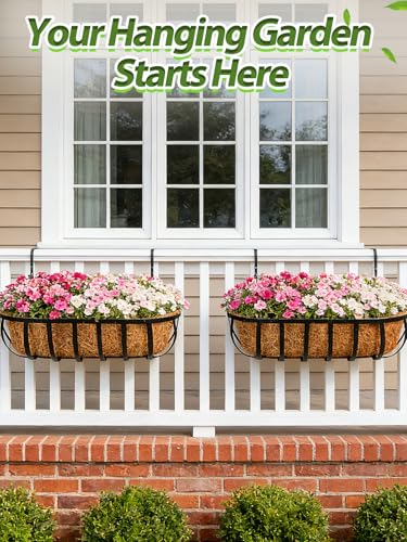 Image of 36in Arched Coco Liners for Window Planter Box - 4 Pack 100% Natural Coconut Coir Fiber Liner Replacement for Deck Flower Box, Garden Railing Fence Trough, Wall Planter Basket