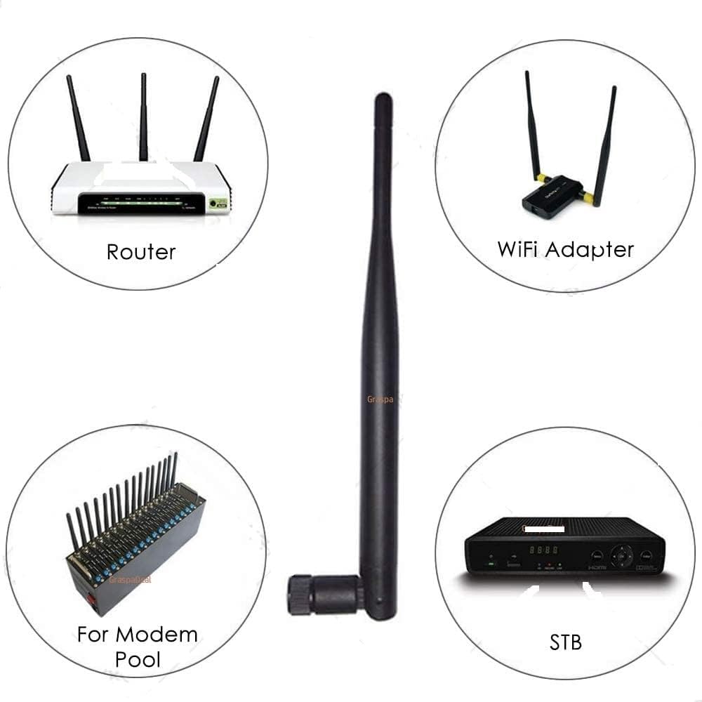 NBR 6dbi Whip Antenna/Rubber Duck Antenna/Omni Antenna WiFi 2.4GHz 5GHz 5.8GHz for WiFi Wireless Network Card/USB Adapter/Security IP Camera/Video Surveillance Monitor SMA Male (1 PCS)
