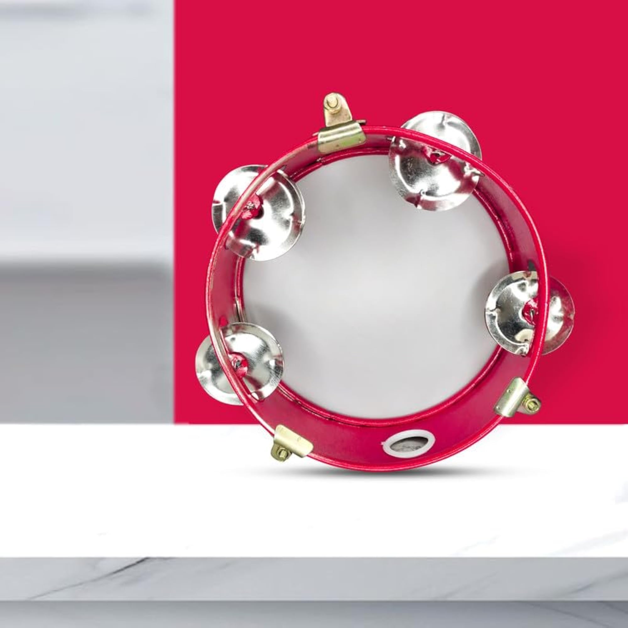 Durable Red Tambourine for Bhajan & Kirtan